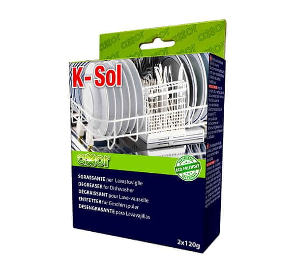 Axor K-SOL práškový odmasťovač pre práčky a umývačky riadu 2 x 120 g
